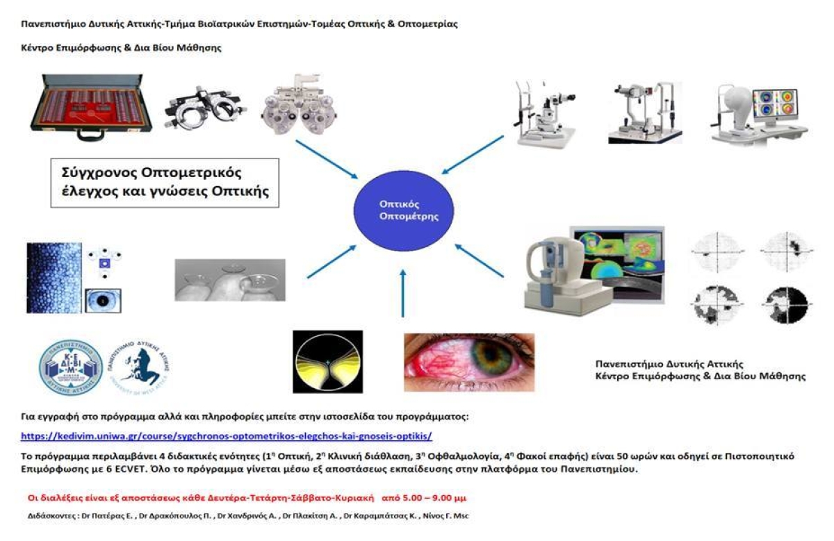 «Σύγχρονος Οπτομετρικός έλεγχος και Γνώσεις Οπτικής» - Διαδικτυακές διαλέξεις